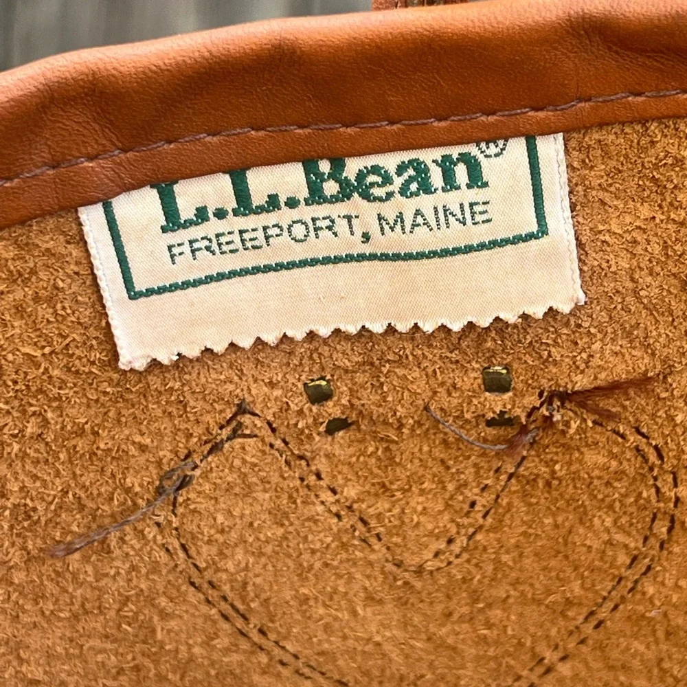 Rare Vintage LL Bean 70s Leather Carryall Bag Tote - Picture 5 of 14